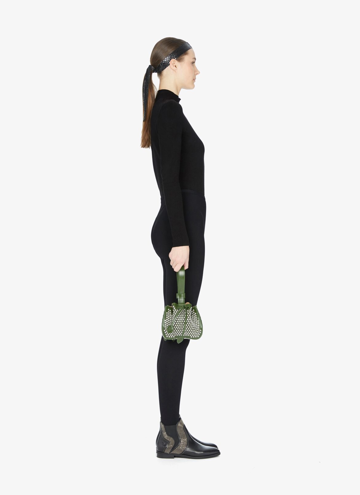 ROSE MARIE MINI CUIR LUX CLOU ETOILE MELESE ALAÏA GREEN  ROSE MARIE MINI CUIR LUX CLOU ETOILE MELESE
